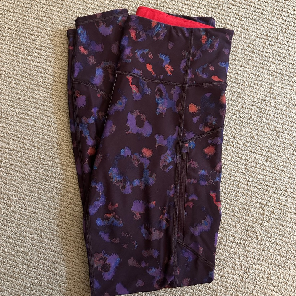 Athleta Red and Gray Leopard Leggings